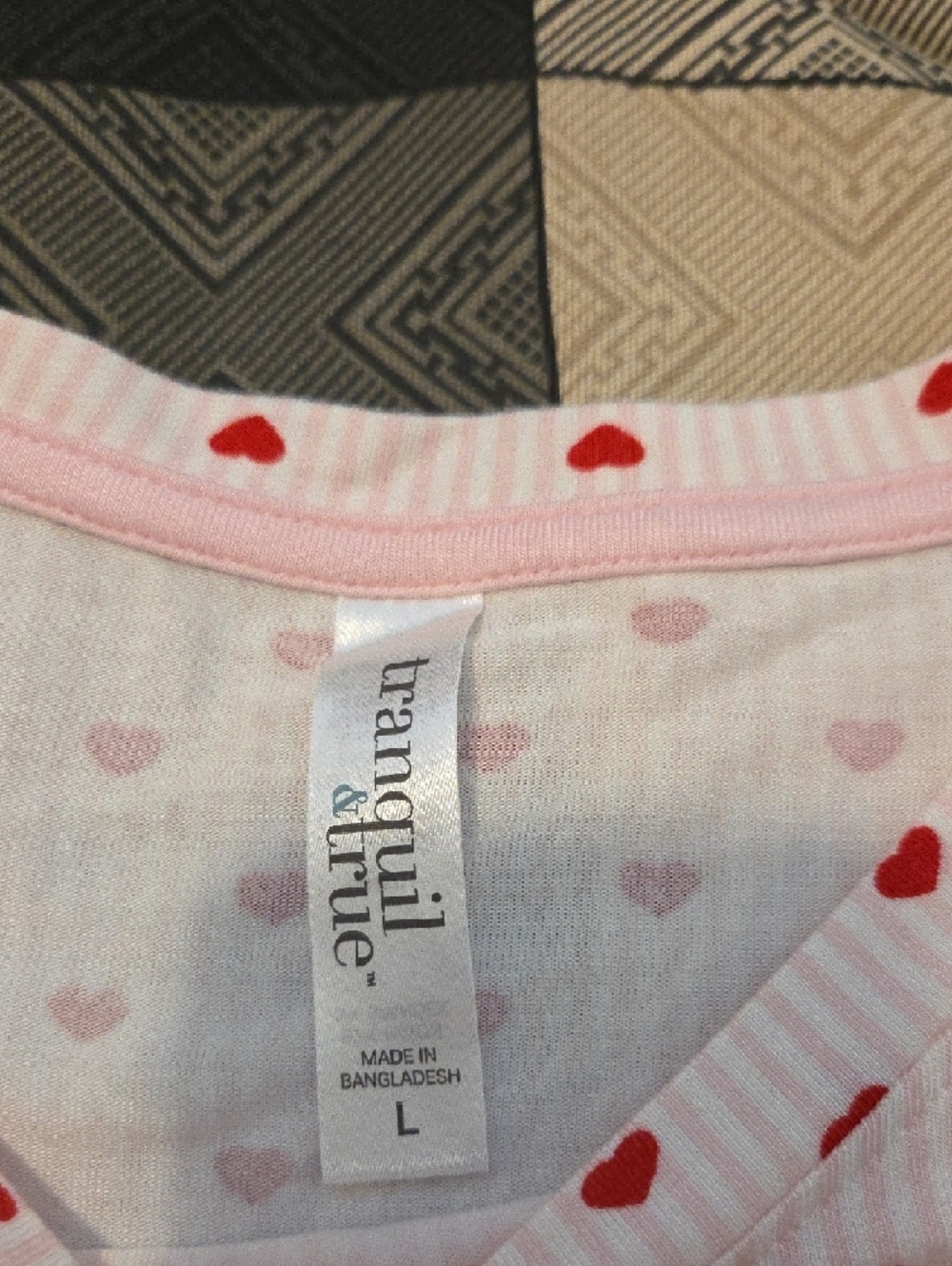 Gloria Vanderbilt Pink Ribbed Pajama Pants w/Red Heart Short Sleeve Tee - Picture 6 of 7